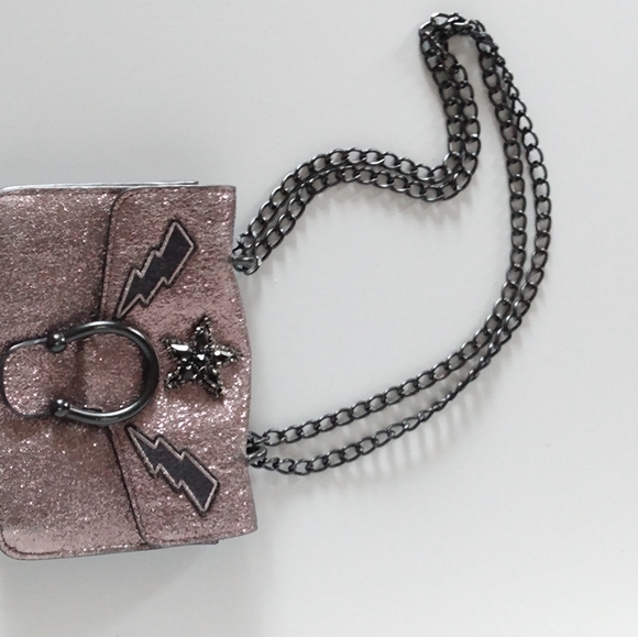Steve Madden Grey Glitter Steel Chain Crossbody Bag - Picture 8 of 13